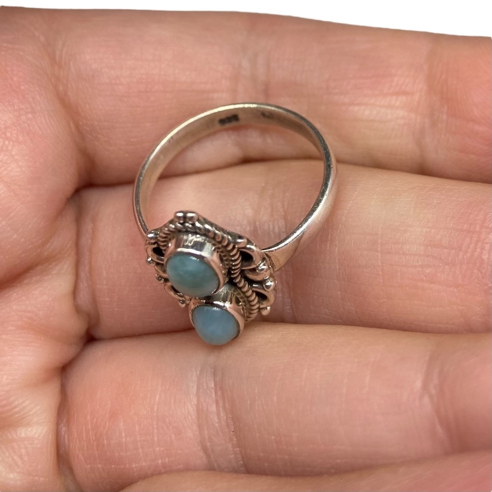 Larimar Ring Size 7 Solid 925 Sterling Silver Blu… - image 7